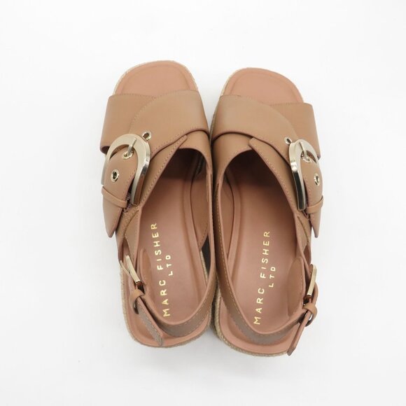 Marc Fisher Women's Espadrille Sandals Tan Faux Leather Adjustable Straps 7 NEW - Picture 4 of 7